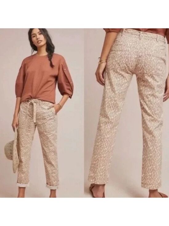 Anthropologie Pilcro Wanderer Cropped Utility Pants Leopard Animal Print 27 NWT - Picture 3 of 14